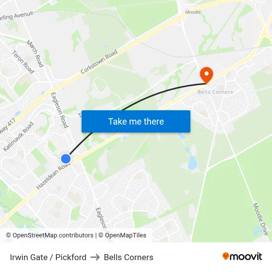 Irwin Gate / Pickford to Bells Corners map