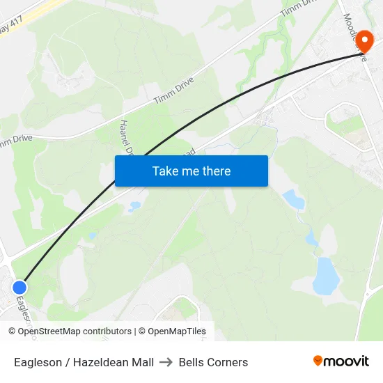 Eagleson / Hazeldean Mall to Bells Corners map