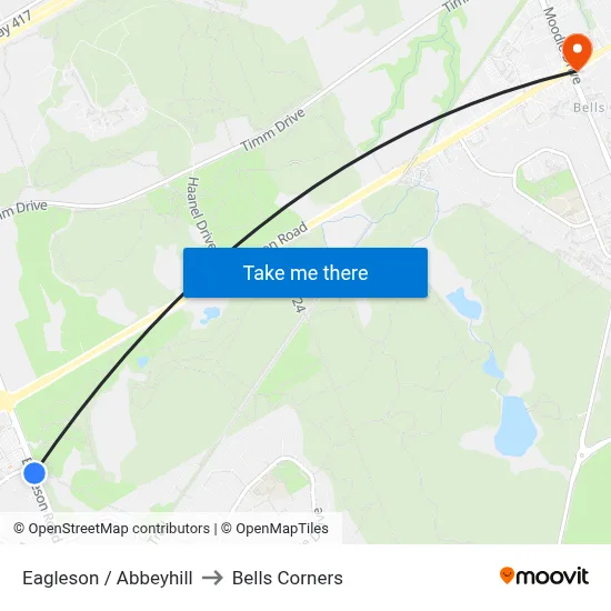 Eagleson / Abbeyhill to Bells Corners map