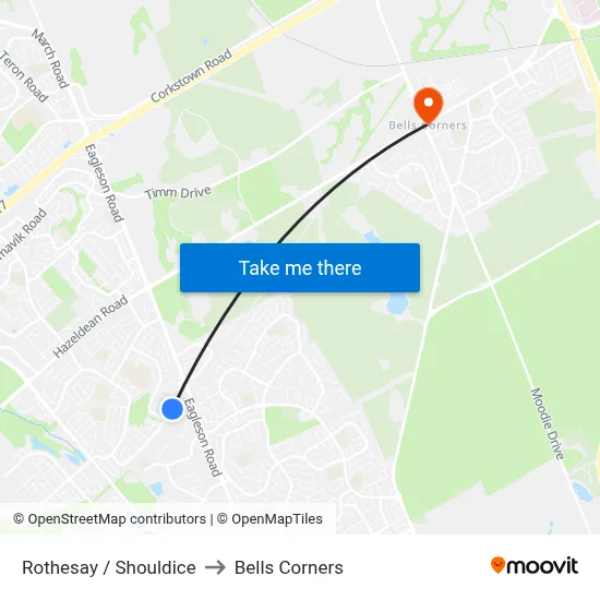 Rothesay / Shouldice to Bells Corners map