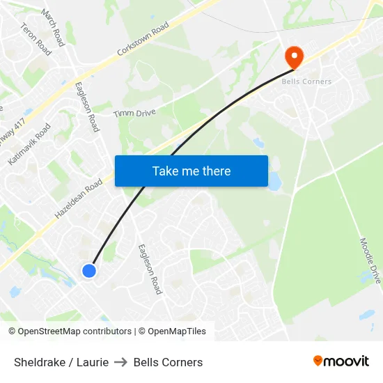 Sheldrake / Laurie to Bells Corners map