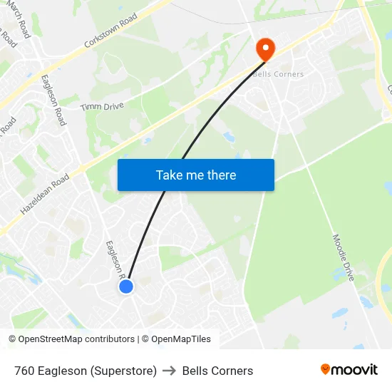 760 Eagleson (Superstore) to Bells Corners map