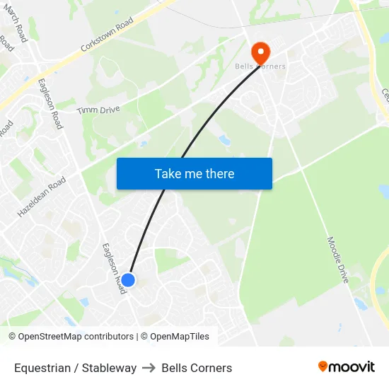 Equestrian / Stableway to Bells Corners map