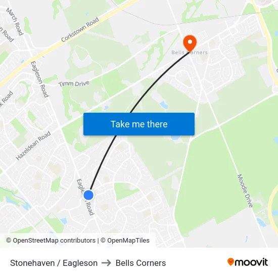 Stonehaven / Eagleson to Bells Corners map