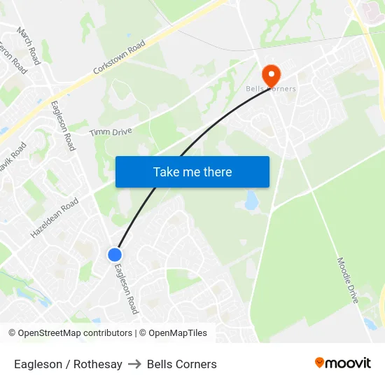 Eagleson / Rothesay to Bells Corners map