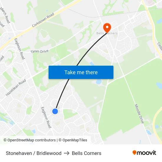 Stonehaven / Bridlewood to Bells Corners map