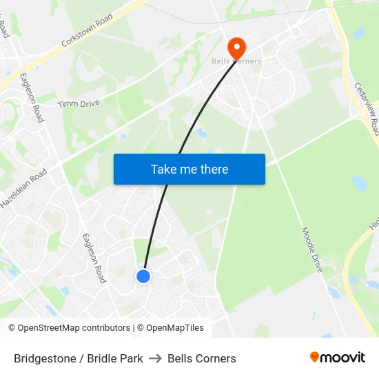Bridgestone / Bridle Park to Bells Corners map