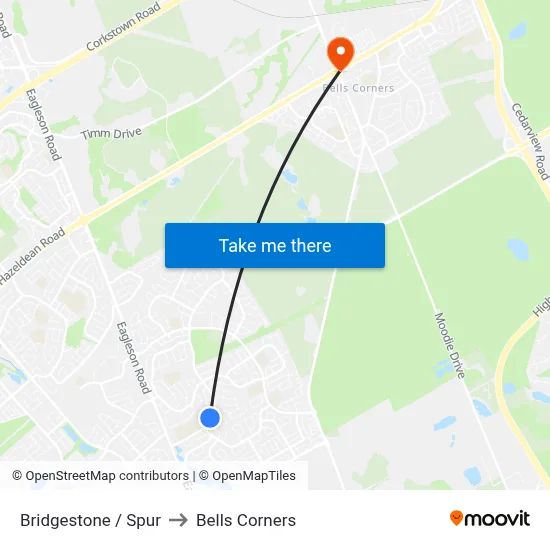 Bridgestone / Spur to Bells Corners map
