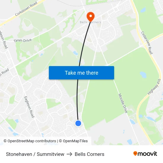 Stonehaven / Summitview to Bells Corners map