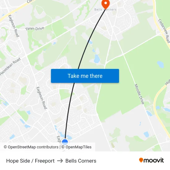 Hope Side / Freeport to Bells Corners map