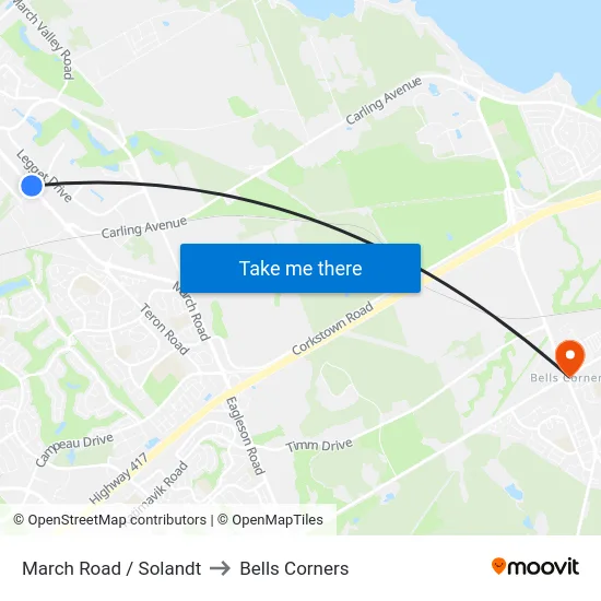 March Road / Solandt to Bells Corners map