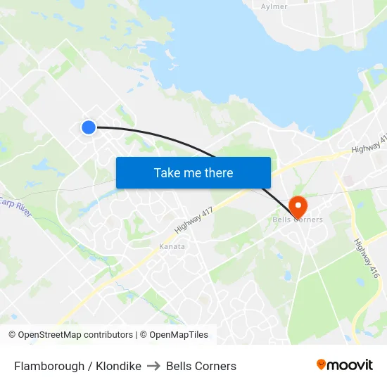 Flamborough / Klondike to Bells Corners map