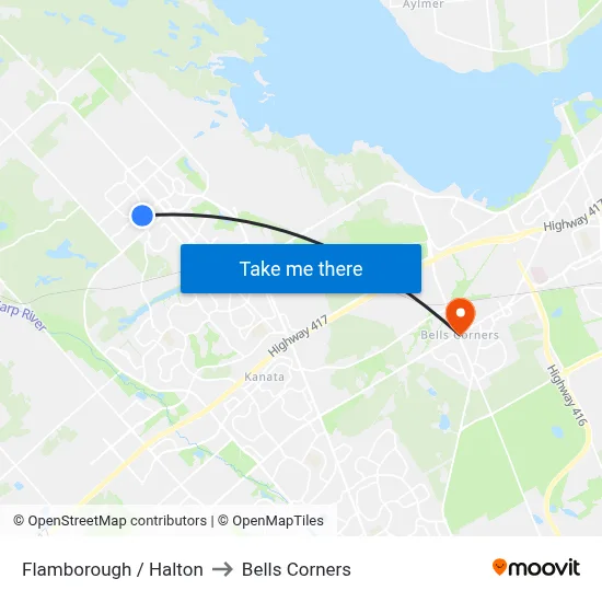 Flamborough / Halton to Bells Corners map