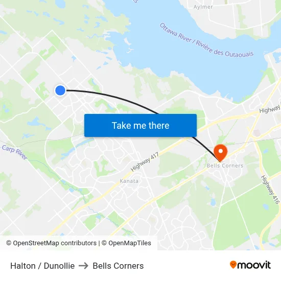 Halton / Dunollie to Bells Corners map