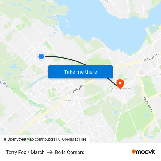 Terry Fox / March to Bells Corners map