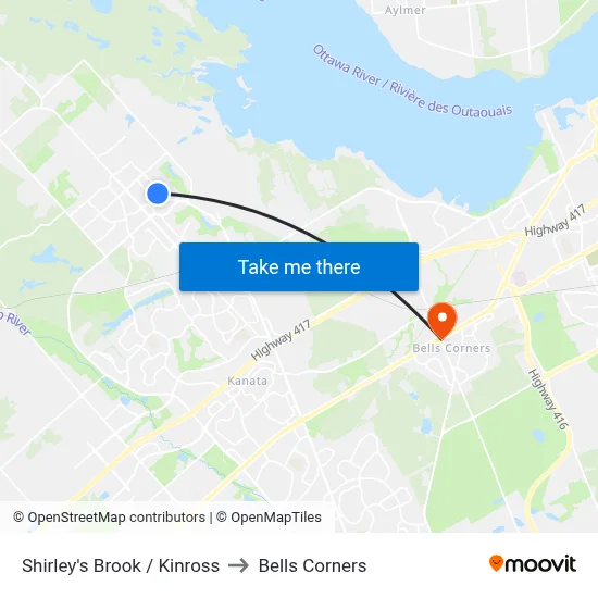 Shirley's Brook / Kinross to Bells Corners map