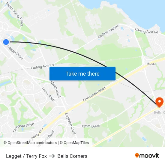 Legget / Terry Fox to Bells Corners map