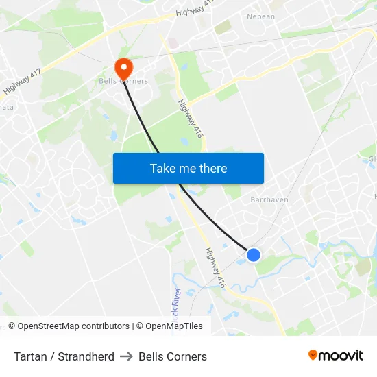 Tartan / Strandherd to Bells Corners map
