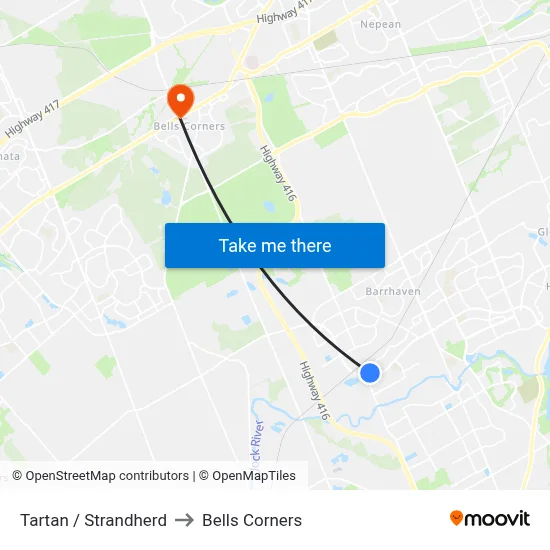 Tartan / Strandherd to Bells Corners map