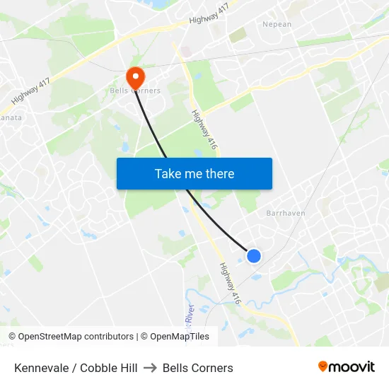 Kennevale / Cobble Hill to Bells Corners map