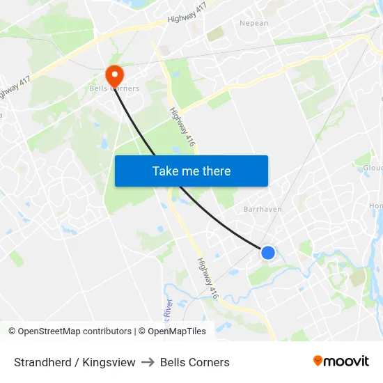 Strandherd / Kingsview to Bells Corners map