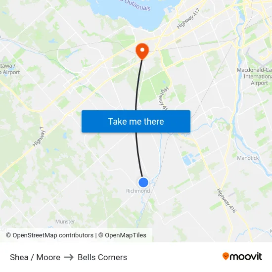 Shea / Moore to Bells Corners map