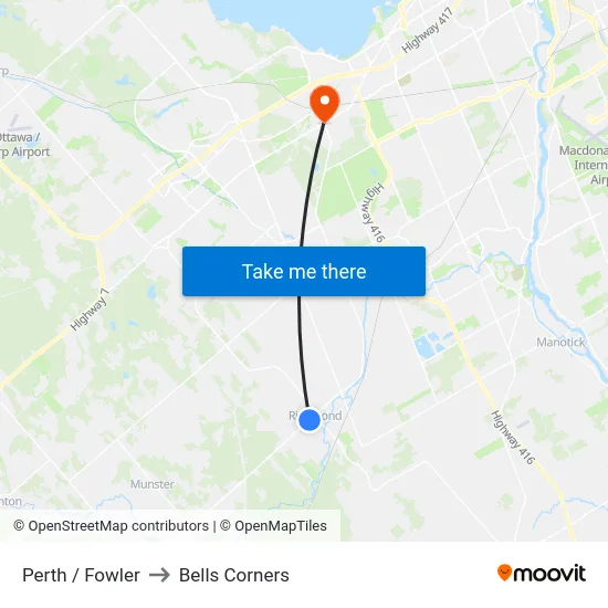 Perth / Fowler to Bells Corners map