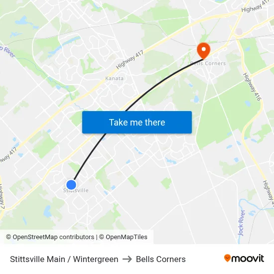 Stittsville Main / Wintergreen to Bells Corners map