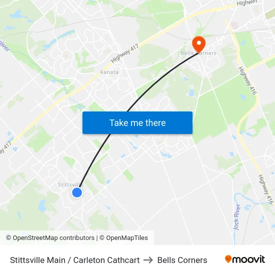 Stittsville Main / Carleton Cathcart to Bells Corners map