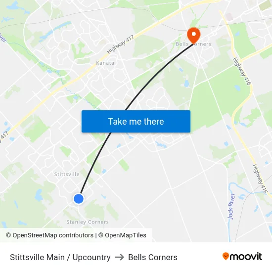Stittsville Main / Upcountry to Bells Corners map