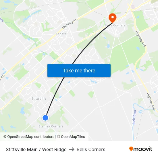 Stittsville Main / West Ridge to Bells Corners map