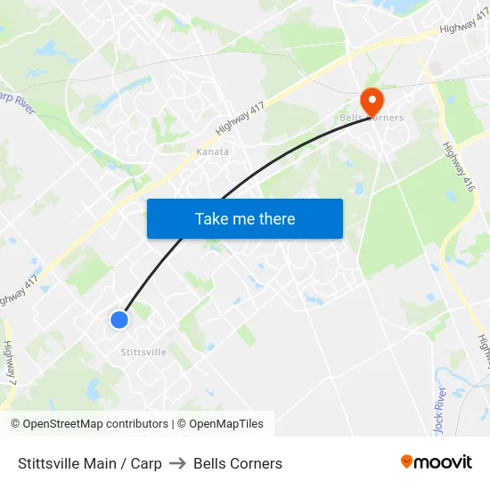 Stittsville Main / Carp to Bells Corners map