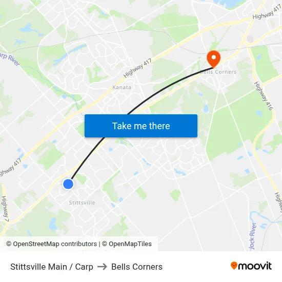 Stittsville Main / Carp to Bells Corners map