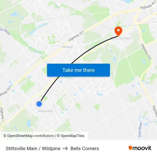 Stittsville Main / Wildpine to Bells Corners map