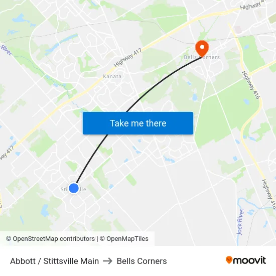 Abbott / Stittsville Main to Bells Corners map