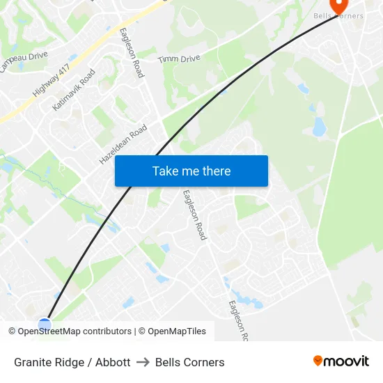 Granite Ridge / Abbott to Bells Corners map