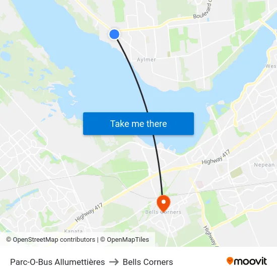 Parc-O-Bus Allumettières to Bells Corners map