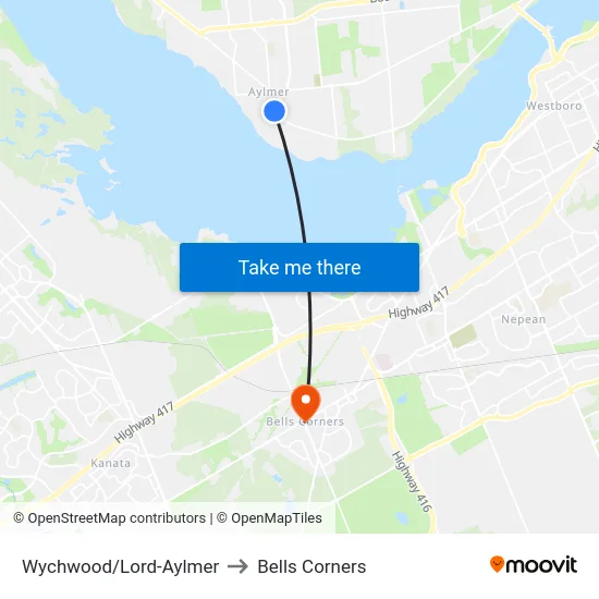 Wychwood/Lord-Aylmer to Bells Corners map