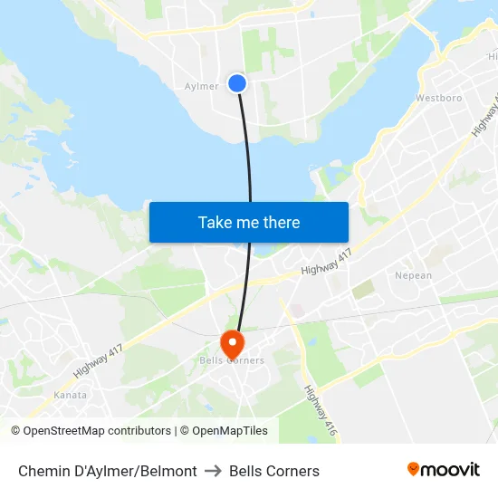 Chemin D'Aylmer/Belmont to Bells Corners map