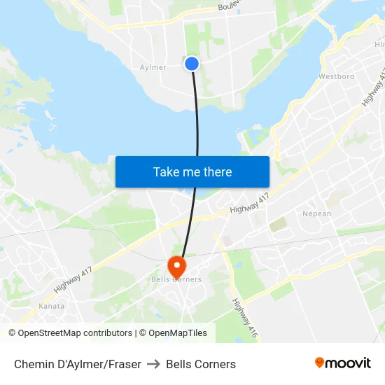 Chemin D'Aylmer/Fraser to Bells Corners map