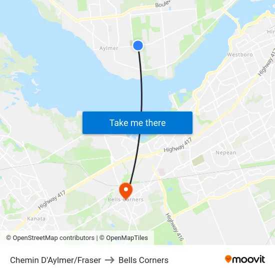 Chemin D'Aylmer/Fraser to Bells Corners map