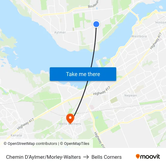 Chemin D'Aylmer/Morley-Walters to Bells Corners map