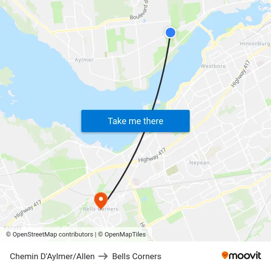 Chemin D'Aylmer/Allen to Bells Corners map