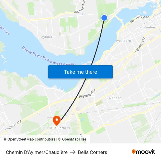 Chemin D'Aylmer/Chaudière to Bells Corners map