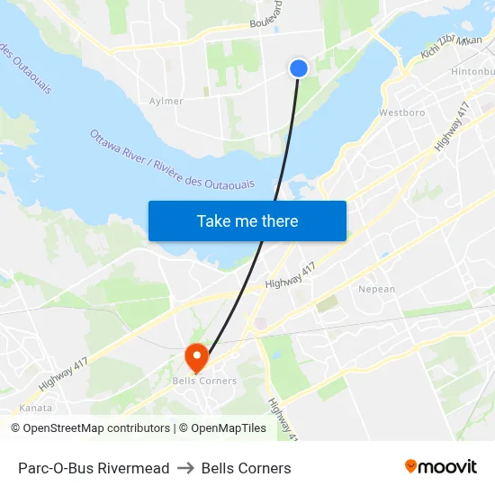 Parc-O-Bus Rivermead to Bells Corners map