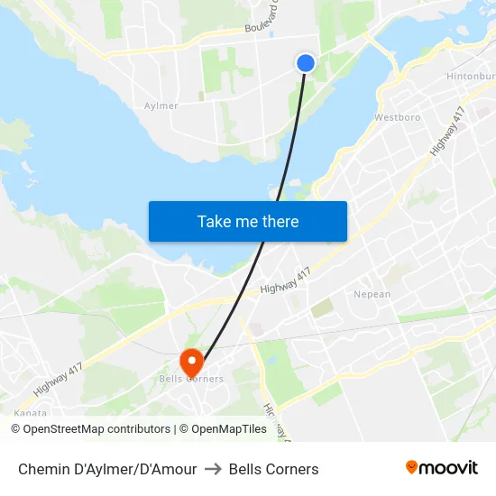 Chemin D'Aylmer/D'Amour to Bells Corners map