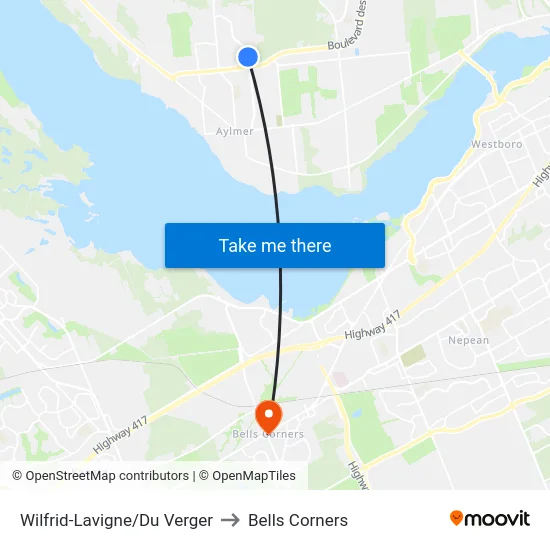 Wilfrid-Lavigne/Du Verger to Bells Corners map
