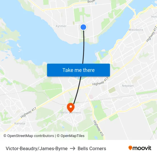 Victor-Beaudry/James-Byrne to Bells Corners map