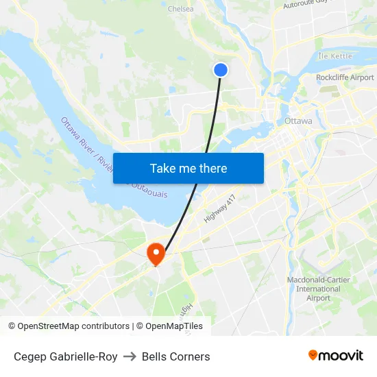 Cegep Gabrielle-Roy to Bells Corners map