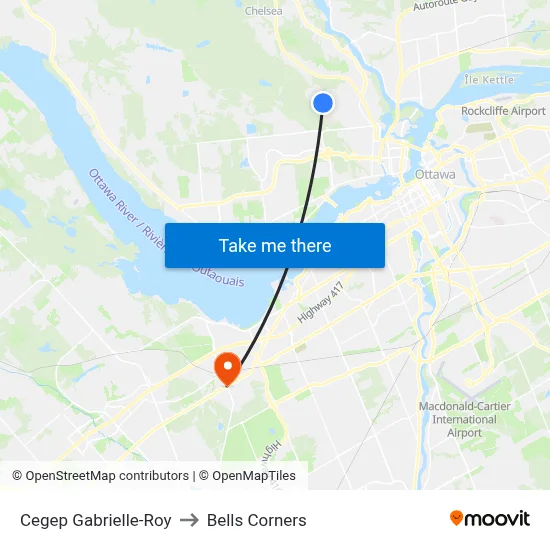 Cegep Gabrielle-Roy to Bells Corners map